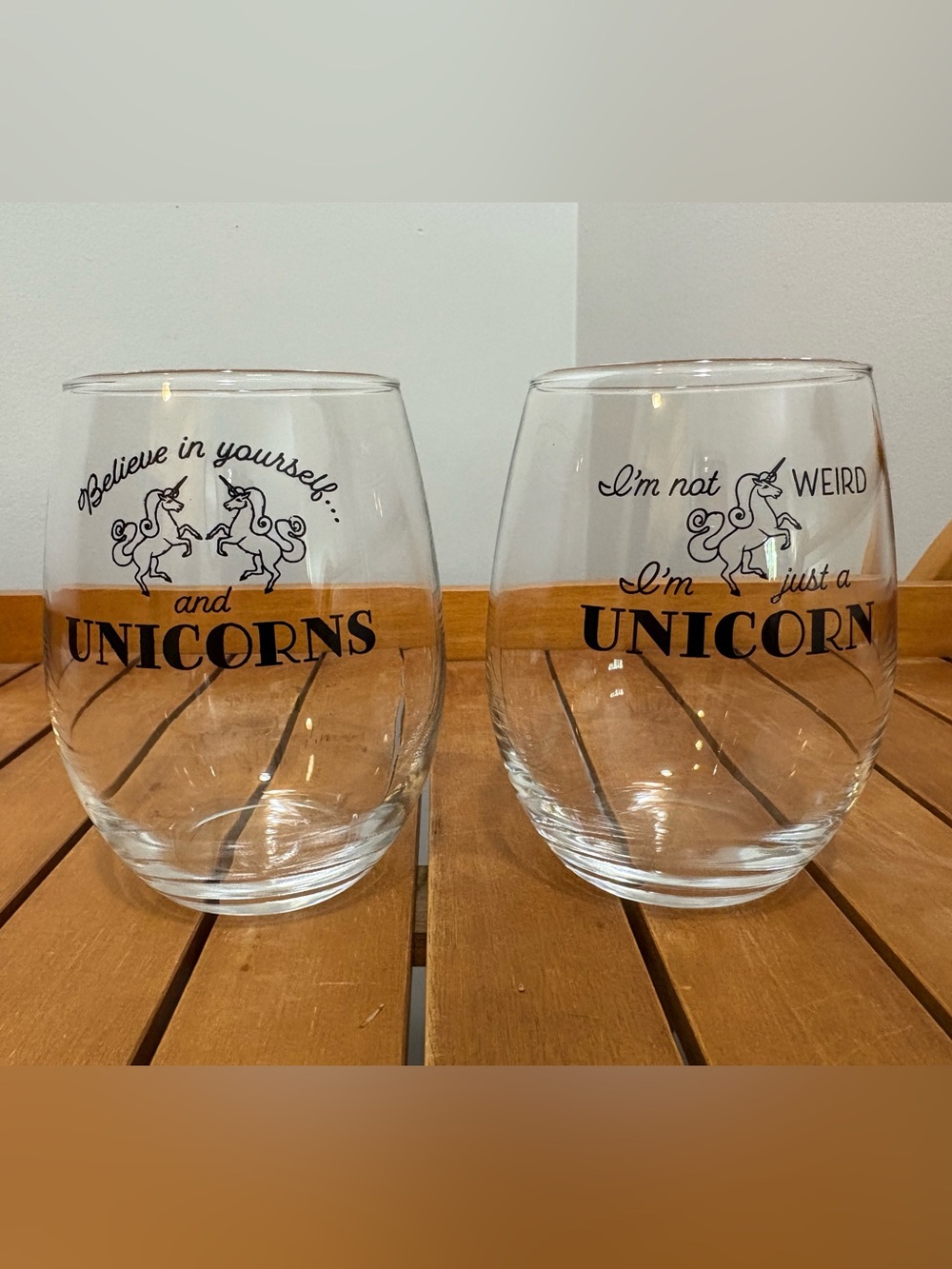 💜3 For $30💜Stemless Unicorn Wine Glasses - Clear (Set of 2)